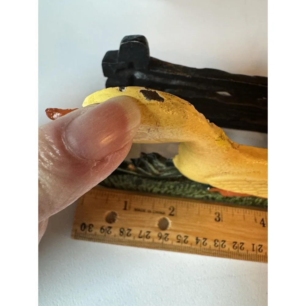 Vintage Cast Iron Yellow Duck Fence Napkin Holder Country Kitchen Letter Rack
